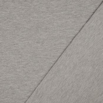 50 cm Reststück Wintersweat - Stretch Sweatshirt Uni Hellgrau Melange